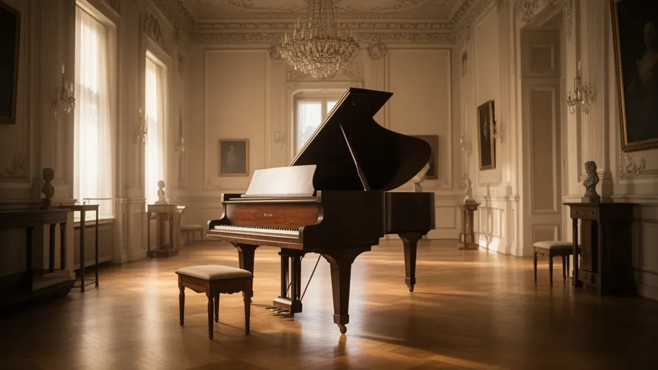 Muzeum muzyki warszawa: historia Fryderyka Chopina i koncert chopinowski Wnętrze wystawy w Muzeum muzyki warszawa z zabytkowym fortepianem i pamiątkami po Fryderyku Chopinie w Pałacu Gnińskich.