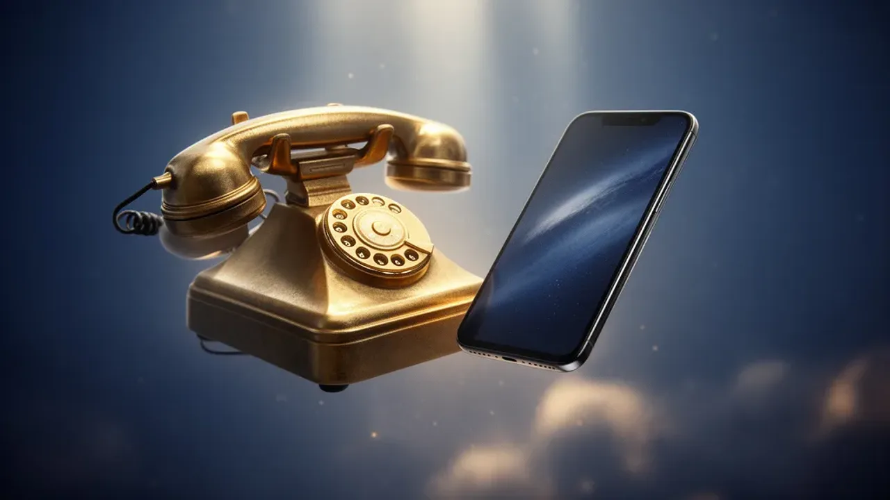 Sennik telefon: praktyczna interpretacja snu o telefonie i jego symbolika Surrealistyczna kompozycja przedstawiająca stary i nowoczesny telefon w chmurach jako ilustracja artykułu sennik telefon.